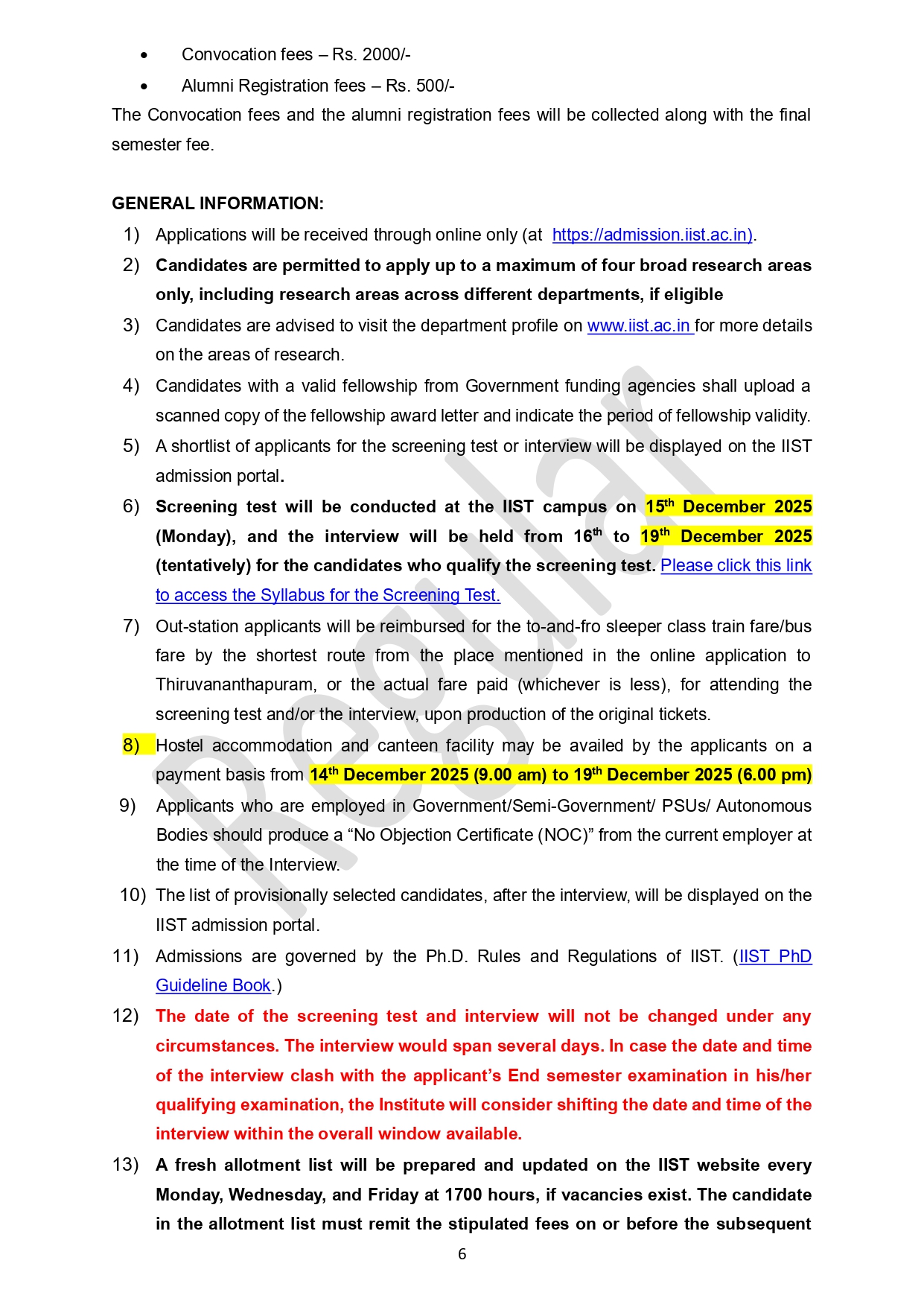 IIST Phd Notification 2026