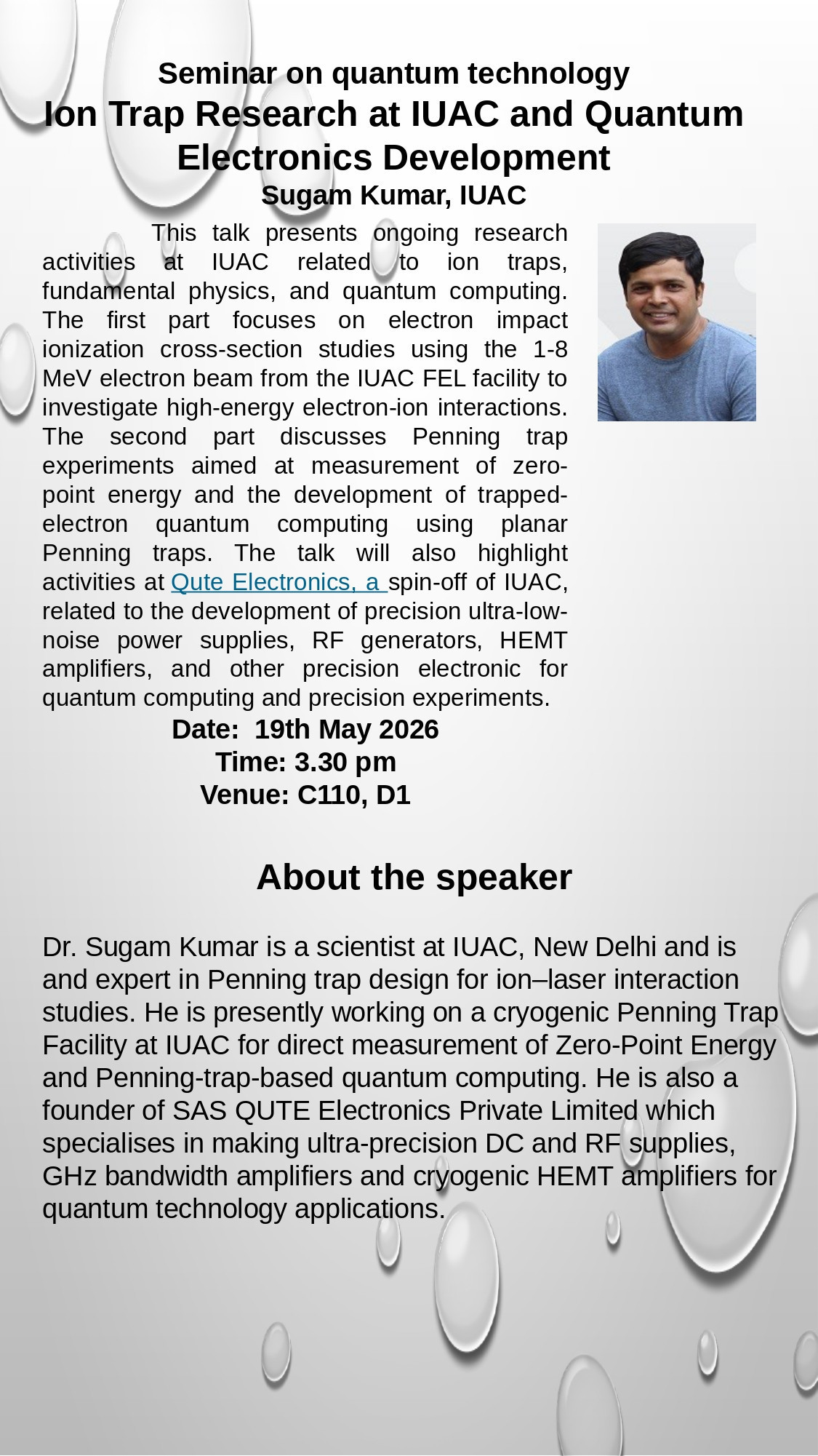 Ion Trap Research at IUAC and Quantum Electronics Development
