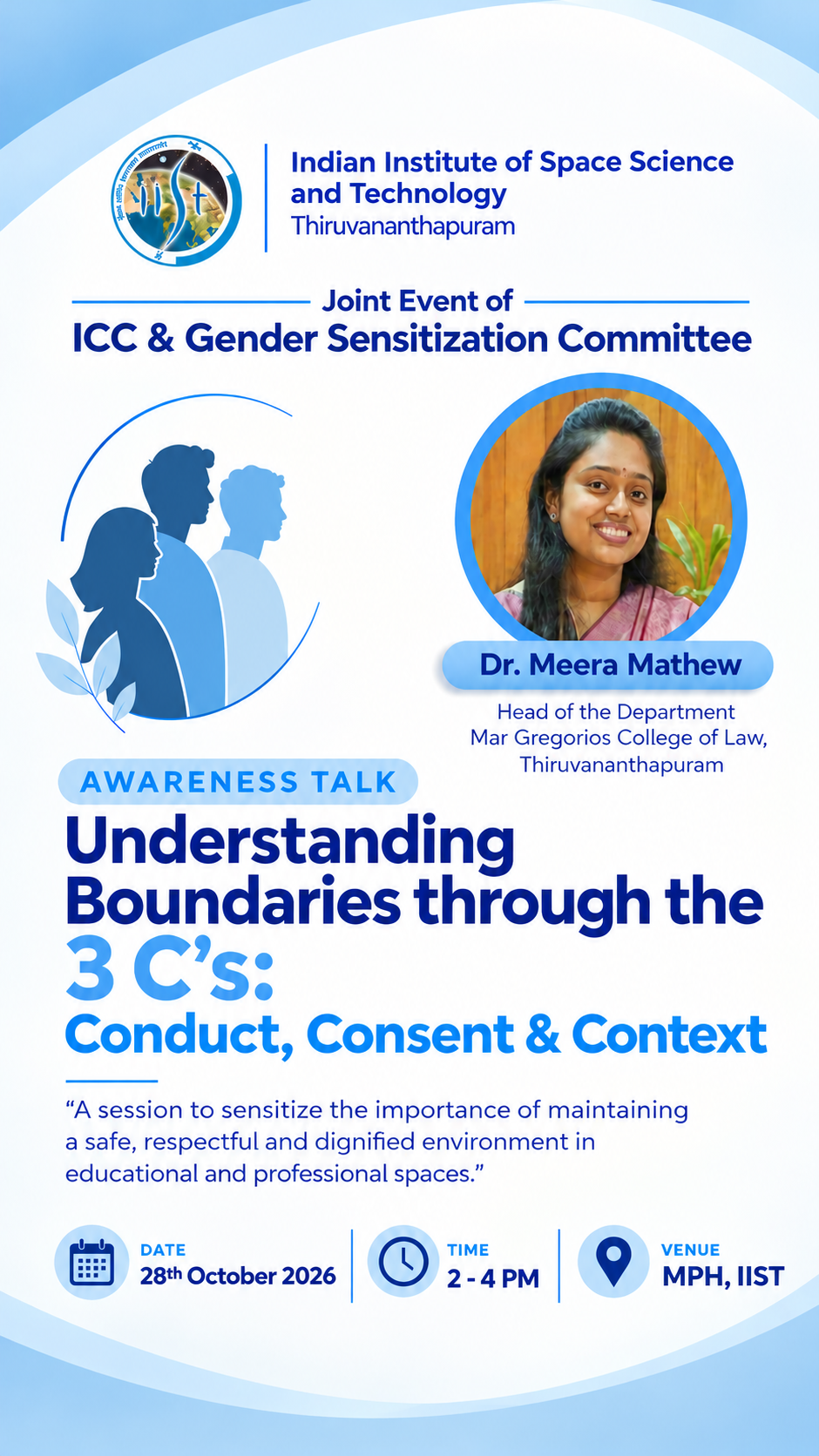 The invited talk Understanding Boundaries through the 3 C's- Conduct, Consent & Context under the POSH Act, 2013