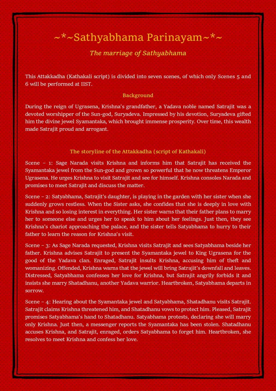 Sathyabhama Parinayam Story