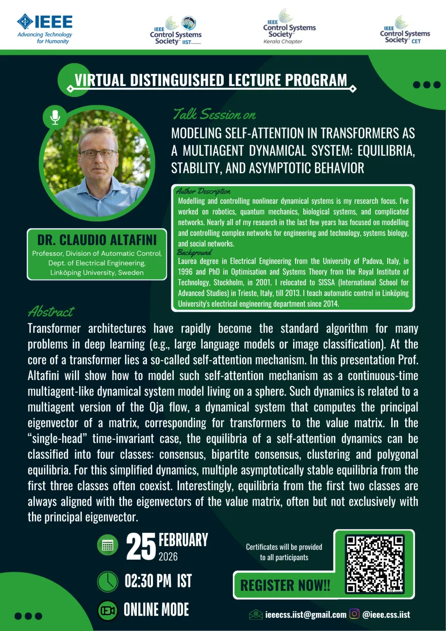 IEEE Control Systems Society SBC Presents  Virtual Distinguished Lecture Program 