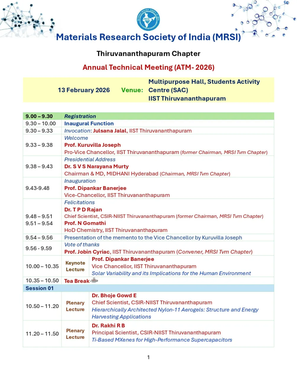 MRSI ATM-2026 Programme